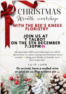 Wreath making craft workshop event tregaron ceredigion